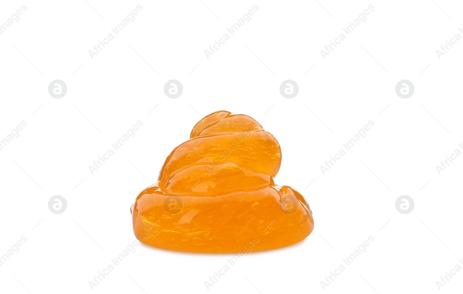 Photo of Orange slime isolated on white. Antistress toy