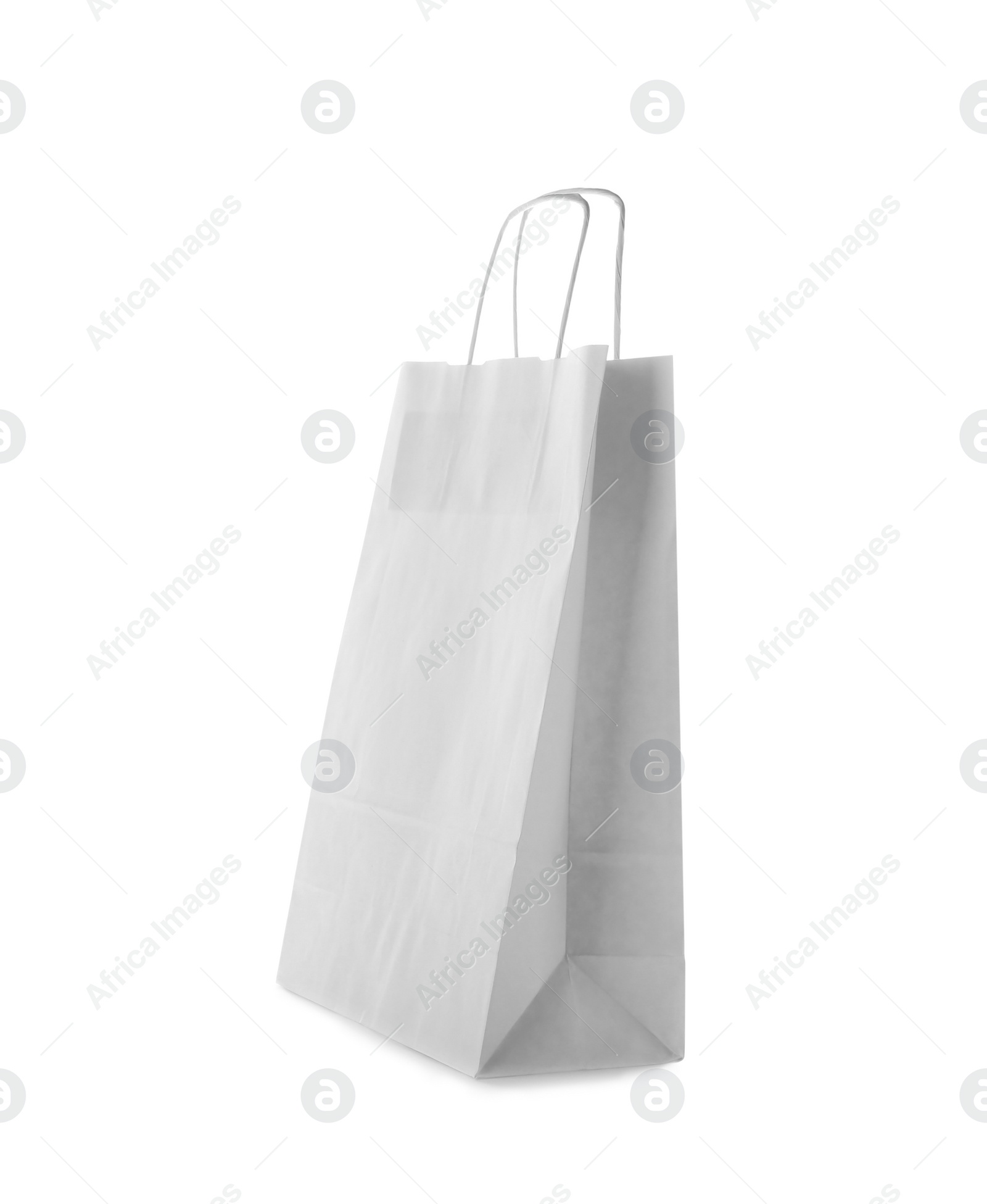 Photo of Mockup of paper shopping bag on white background