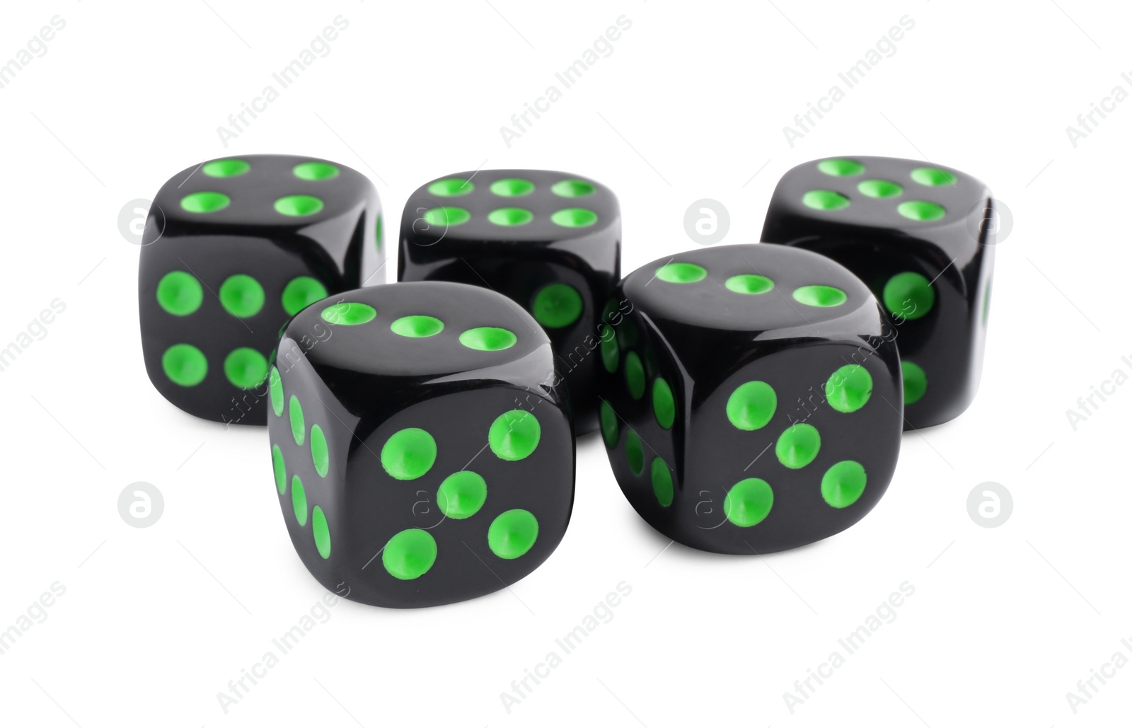 Photo of Many black game dices isolated on white