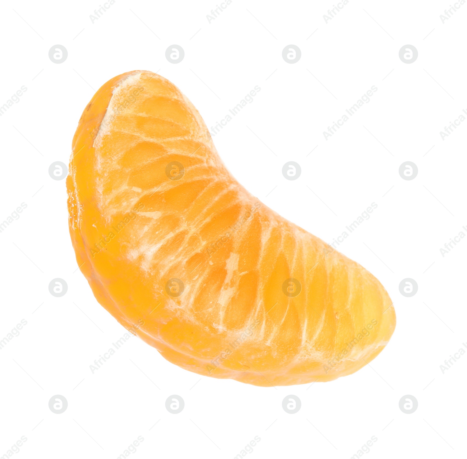 Photo of Fresh juicy tangerine segment isolated on white