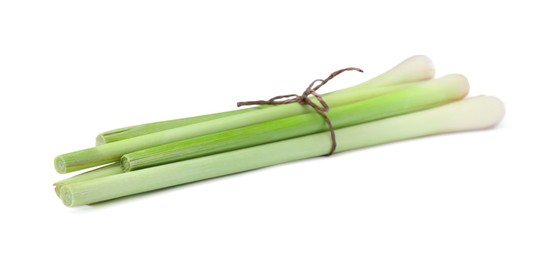 Bunch of fresh lemongrass on white background