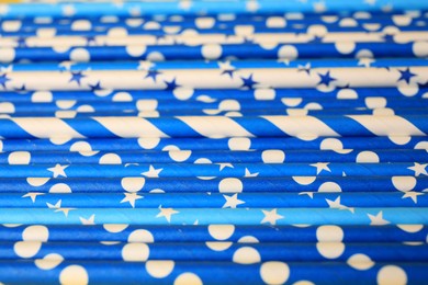 Photo of Many paper drinking straws as background, closeup