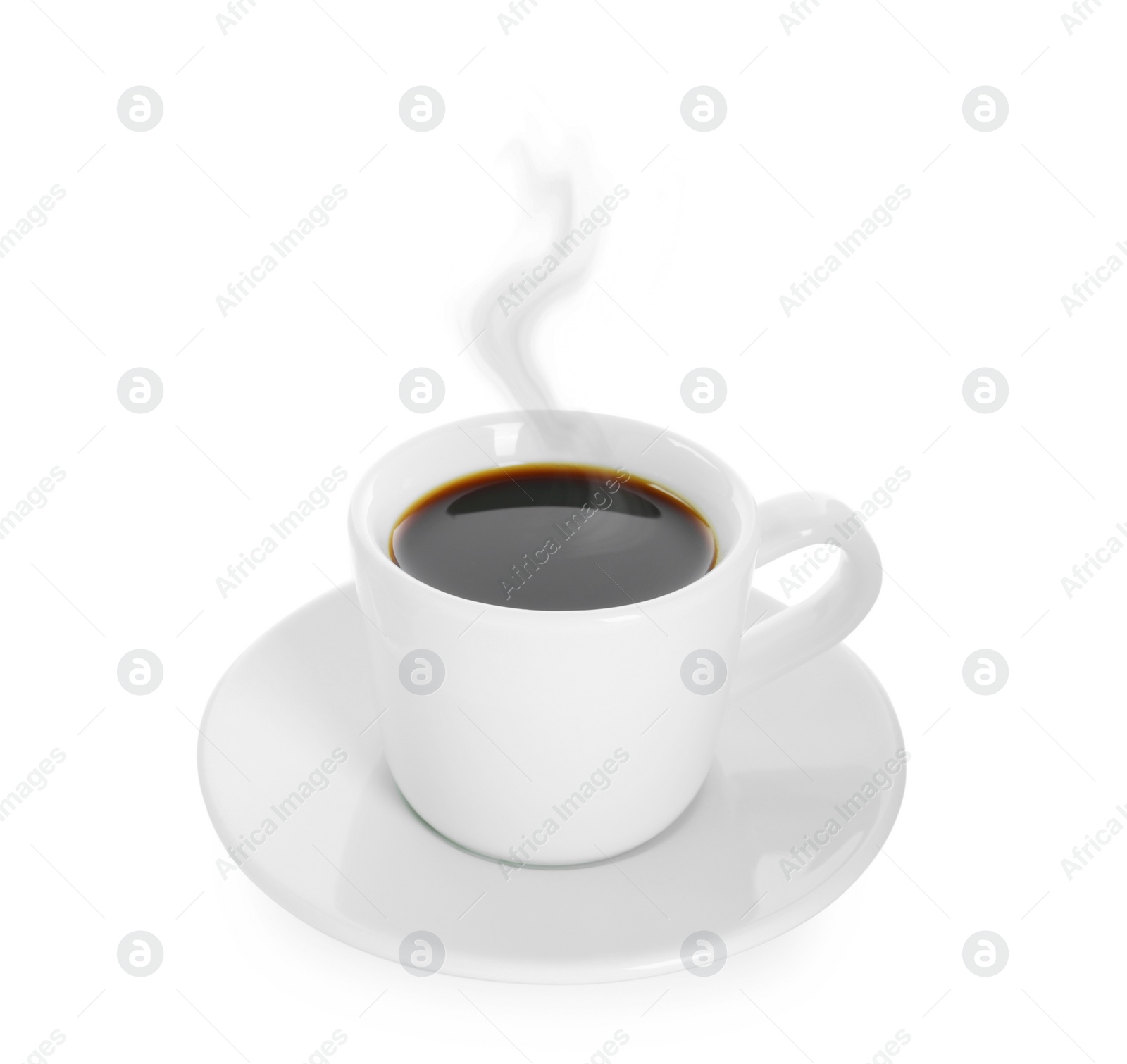 Image of Steaming coffee in cup isolated on white