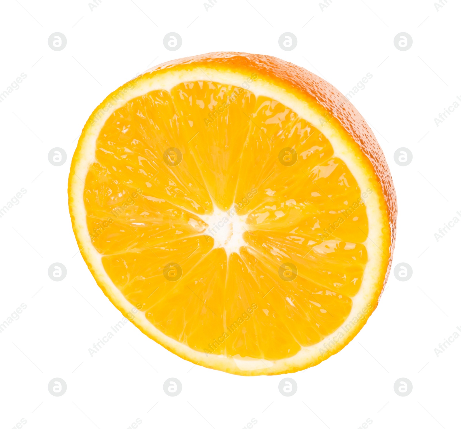 Photo of Half of fresh ripe orange isolated on white