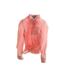 Photo of Striped shirt isolated on white. Stylish clothes