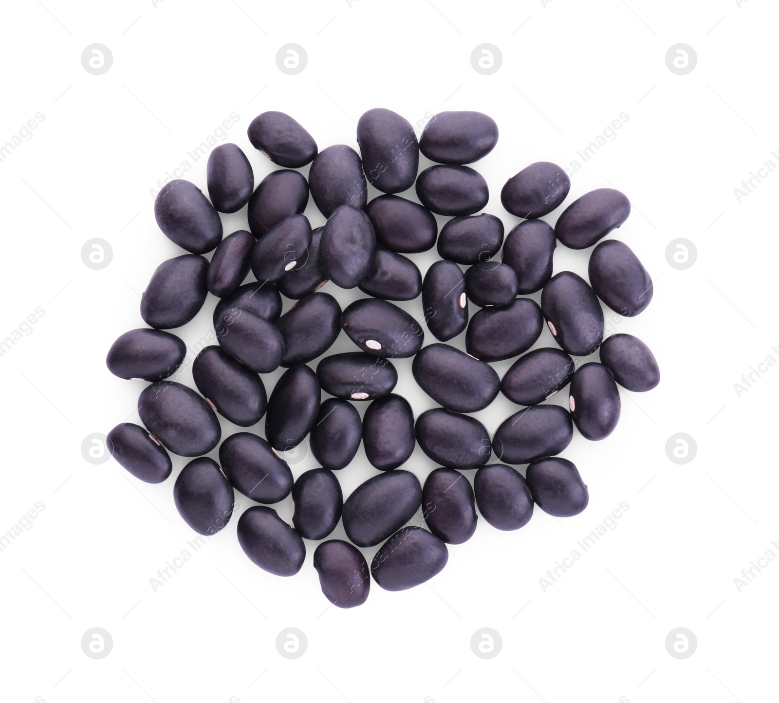 Photo of Many raw kidney beans isolated on white, top view