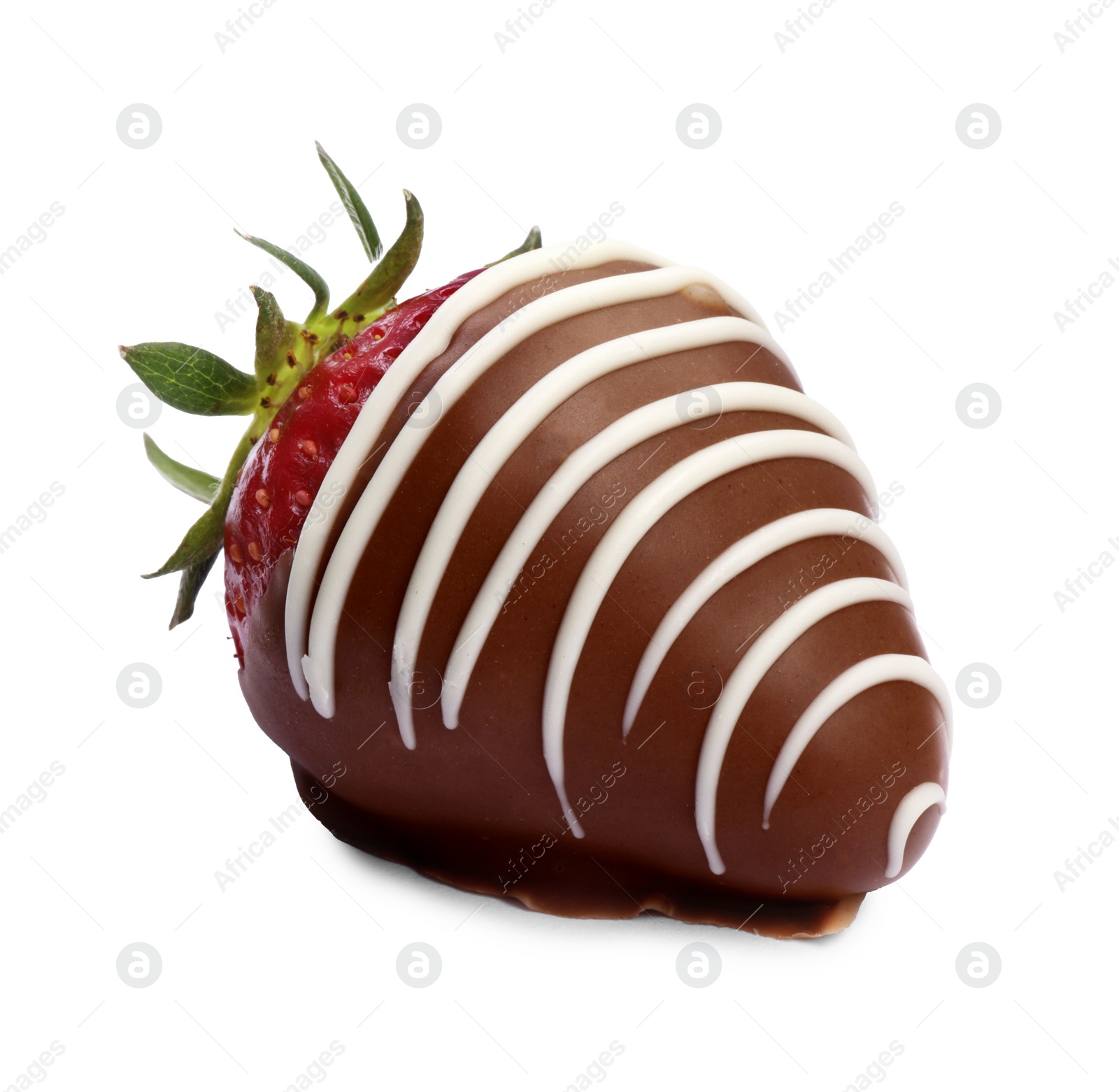 Photo of Delicious strawberry covered with chocolate isolated on white