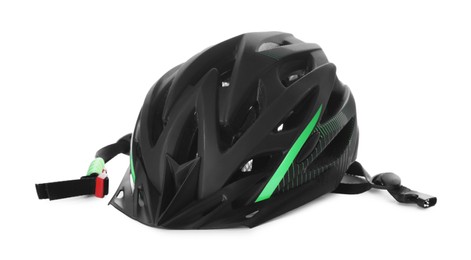 Photo of Stylish black bicycle helmet isolated on white