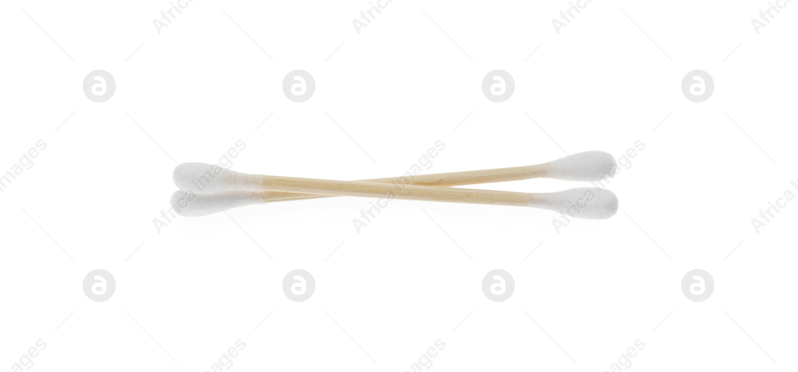 Photo of Two wooden cotton buds isolated on white