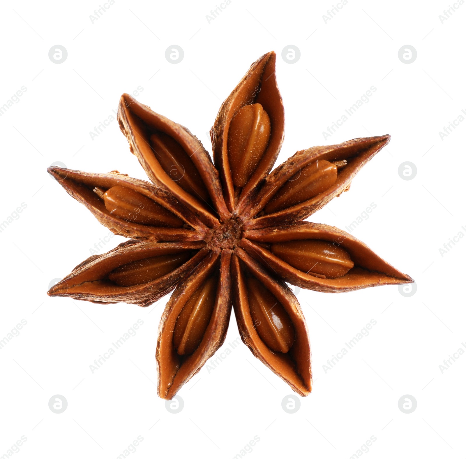 Photo of Dry anise star isolated on white. Mulled wine ingredient