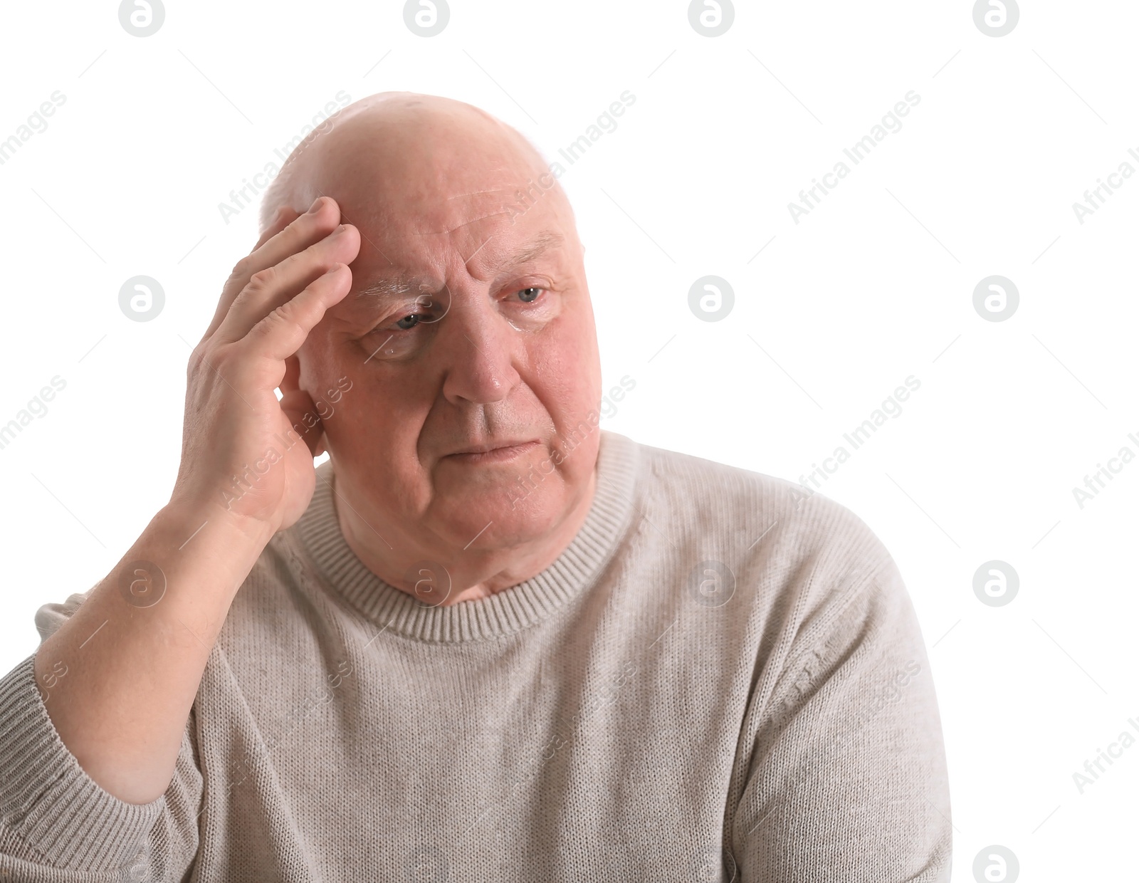 Photo of Senior man in state of depression indoors