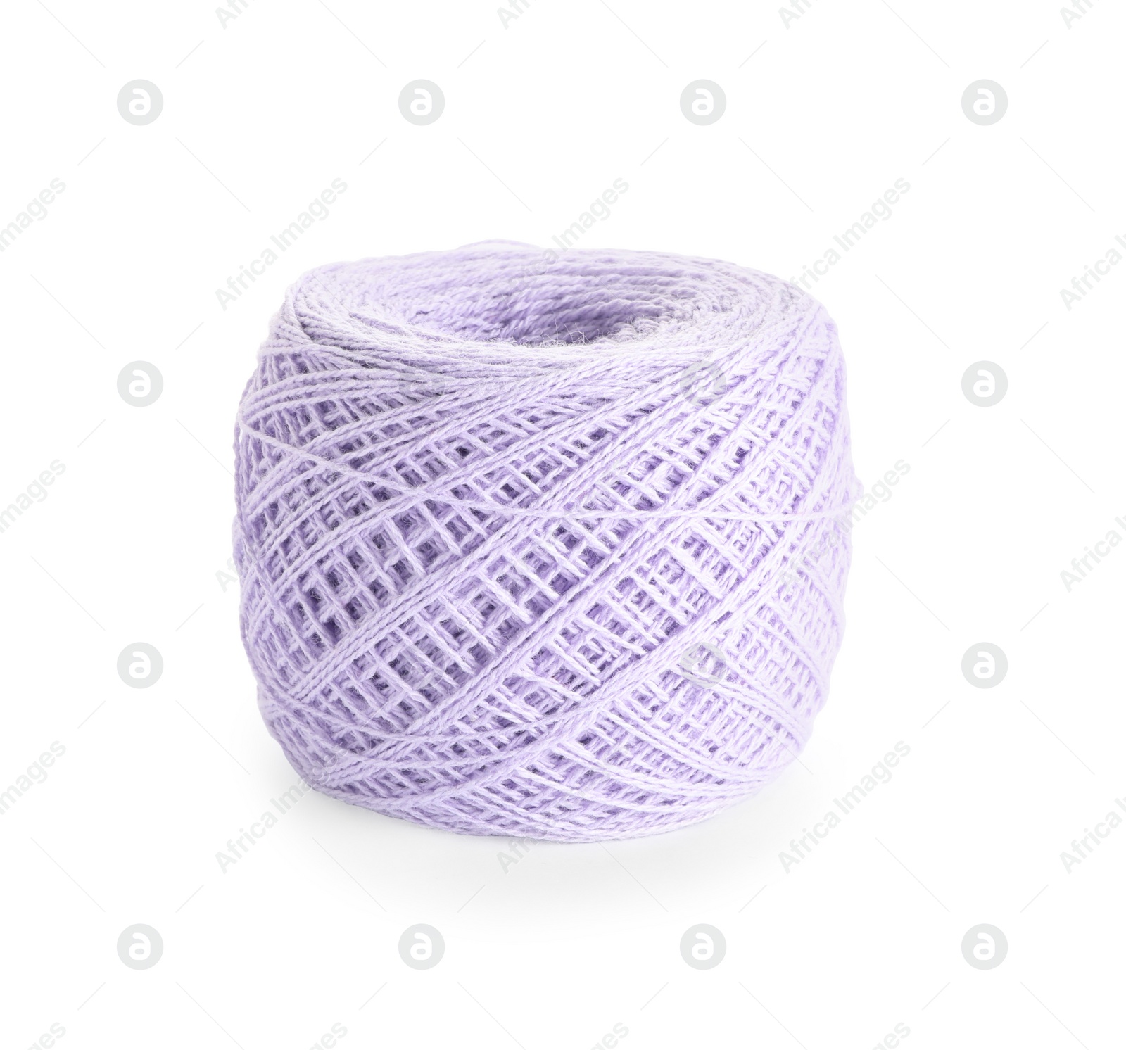 Photo of Soft violet woolen yarn isolated on white