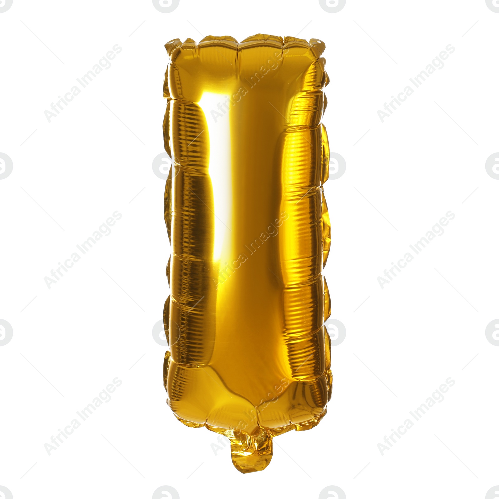 Photo of Golden letter I balloon on white background