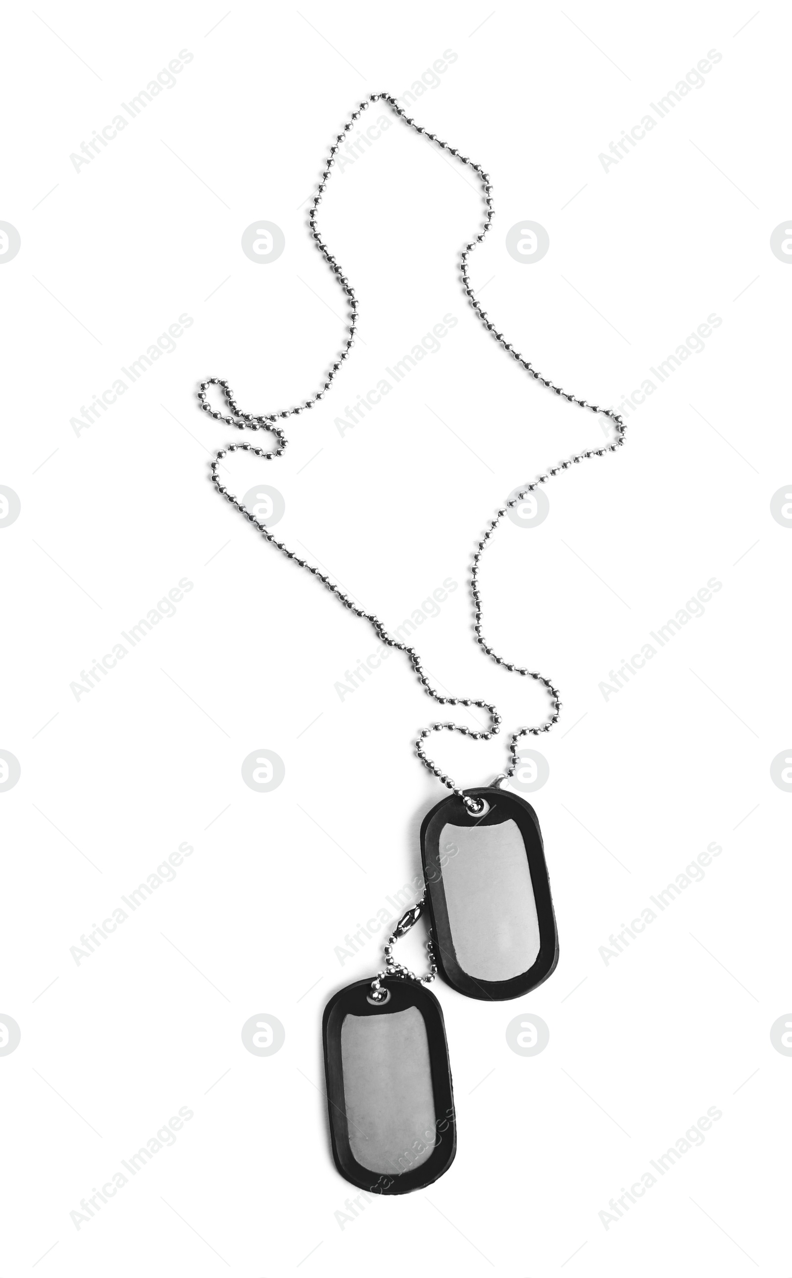 Photo of Blank military ID tags isolated on white