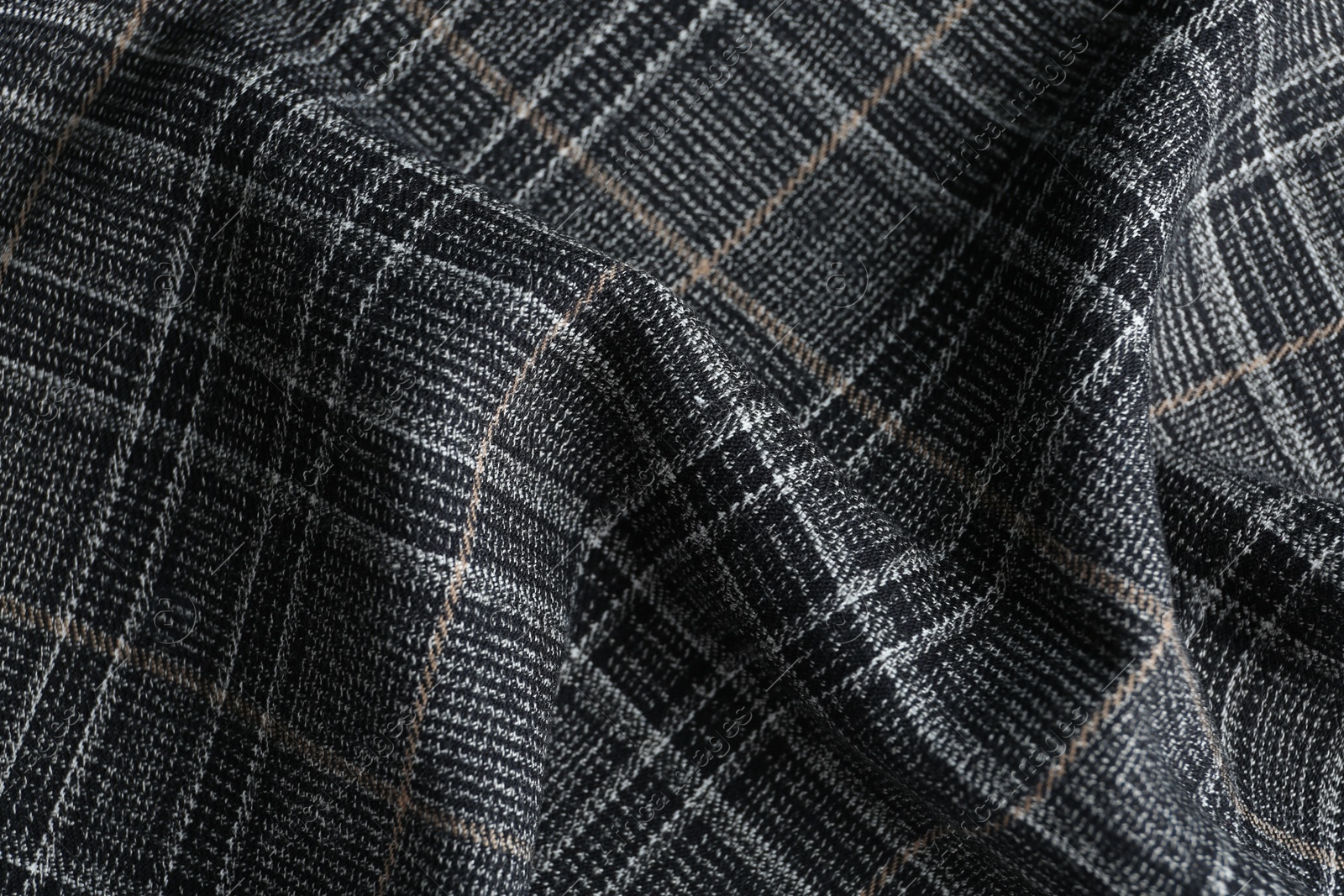 Photo of Texture of beautiful checkered fabric as background, closeup
