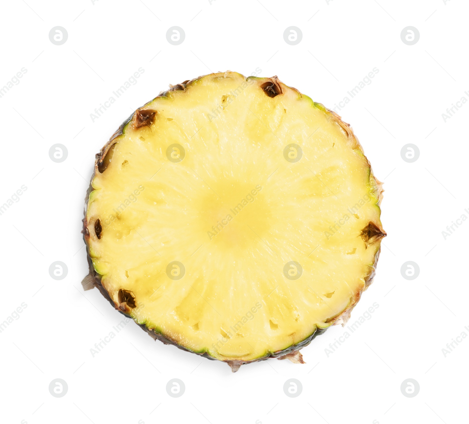 Photo of Slice of fresh pineapple on white background