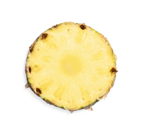 Slice of fresh pineapple on white background