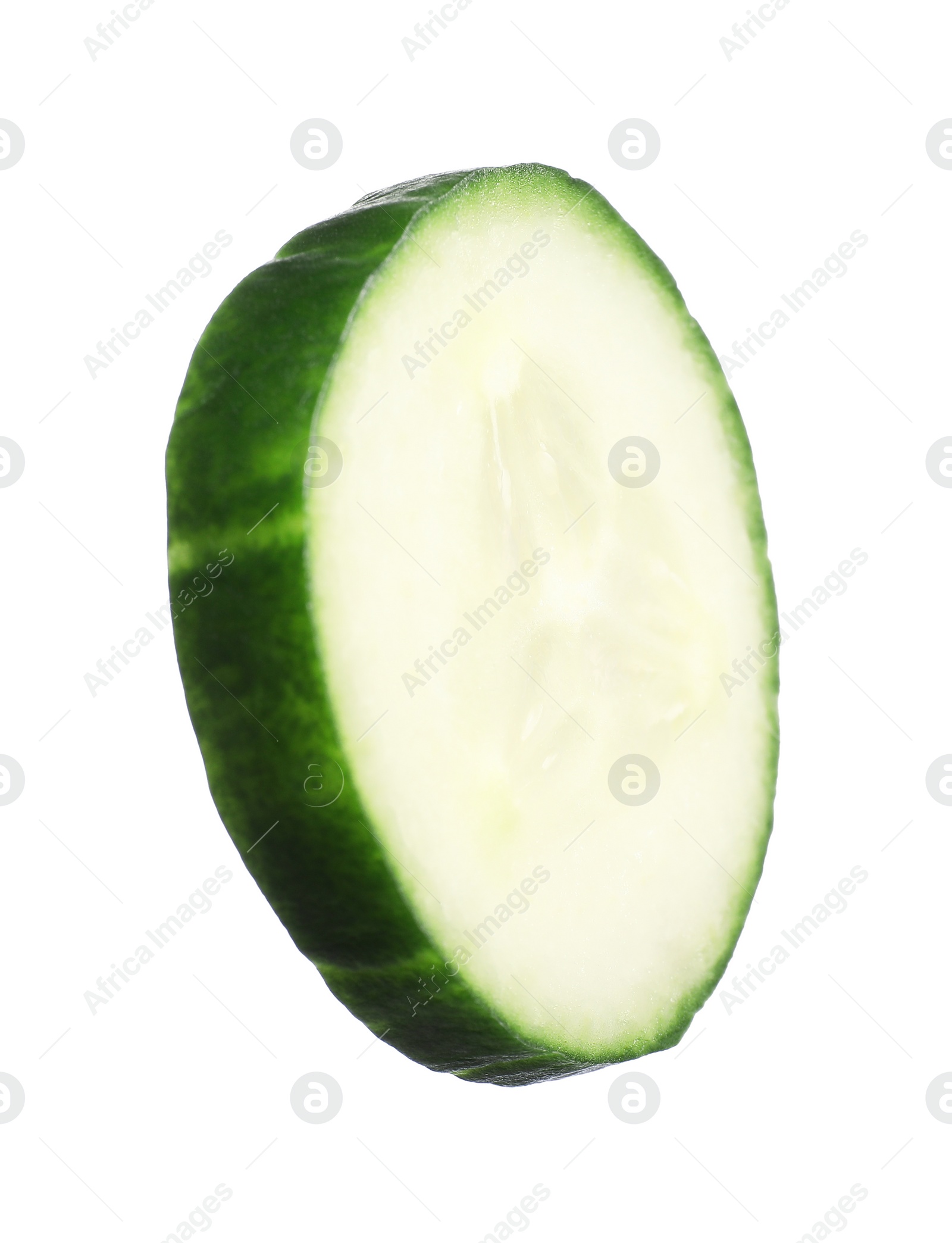 Photo of Slice of fresh cucumber isolated on white