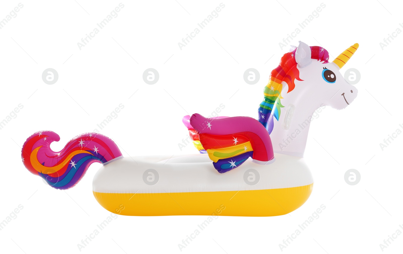 Photo of Funny inflatable unicorn ring isolated on white