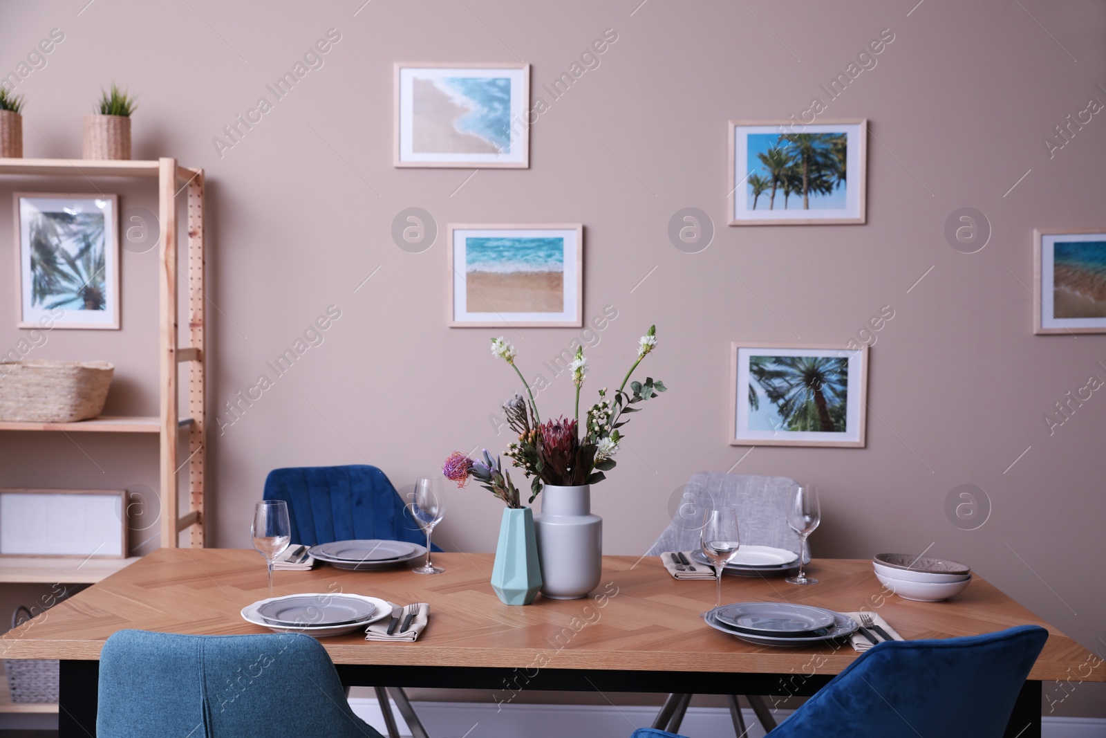 Photo of Modern dining room interior with stylish furniture