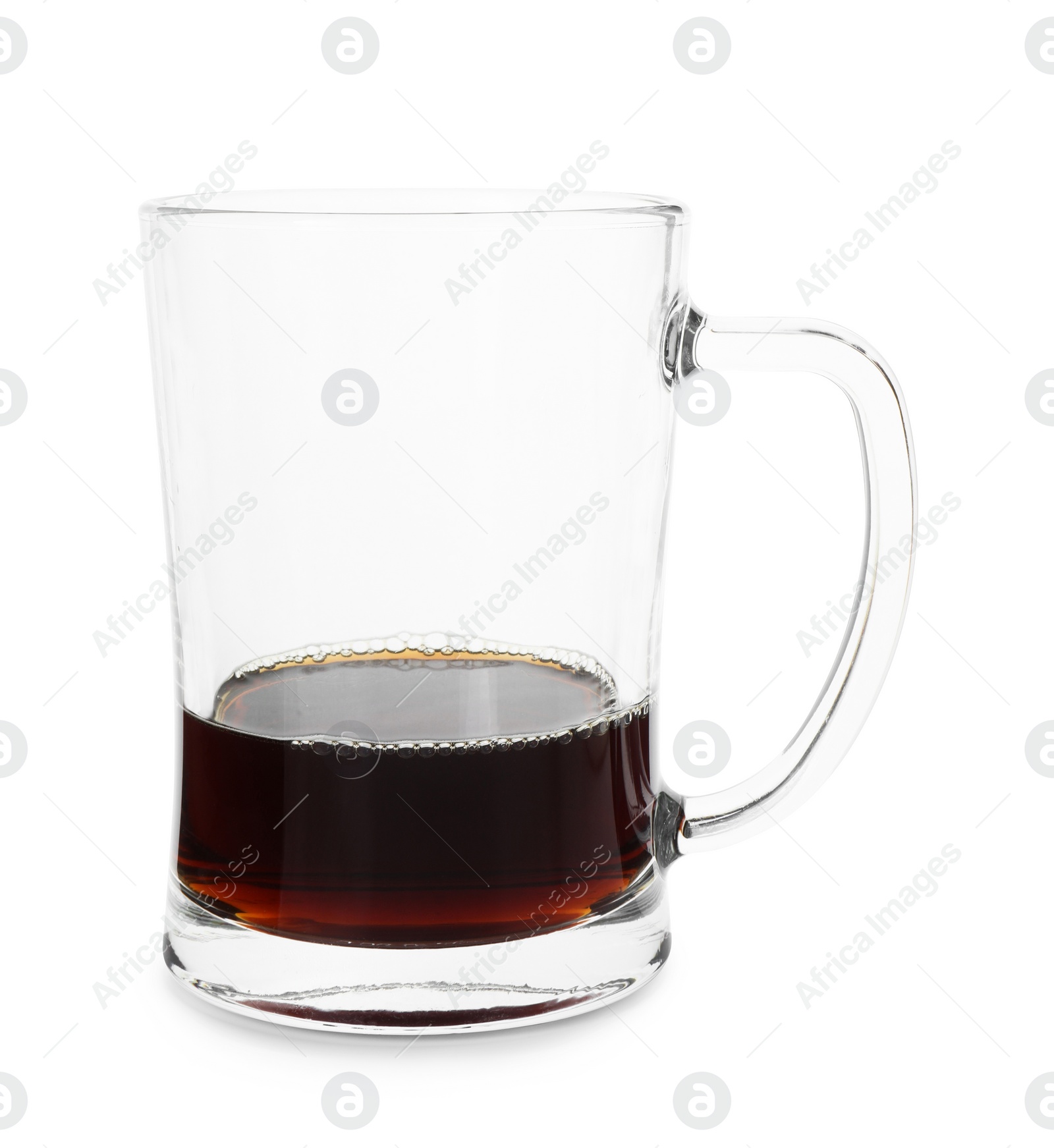 Photo of Almost empty mug of beer isolated on white