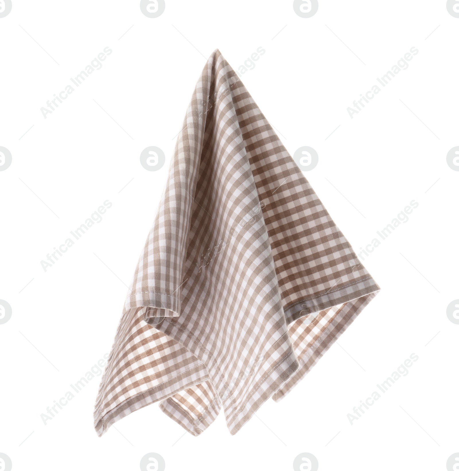 Photo of Checkered linen napkin on white background