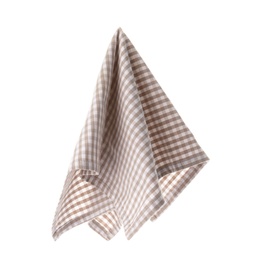 Checkered linen napkin on white background