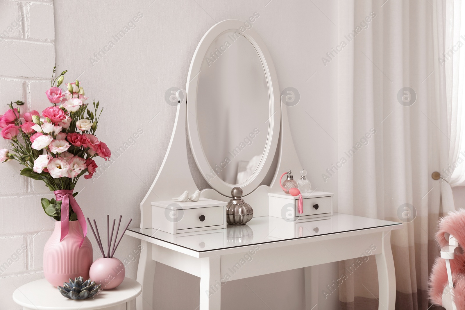 Photo of Stylish room interior with white dressing table