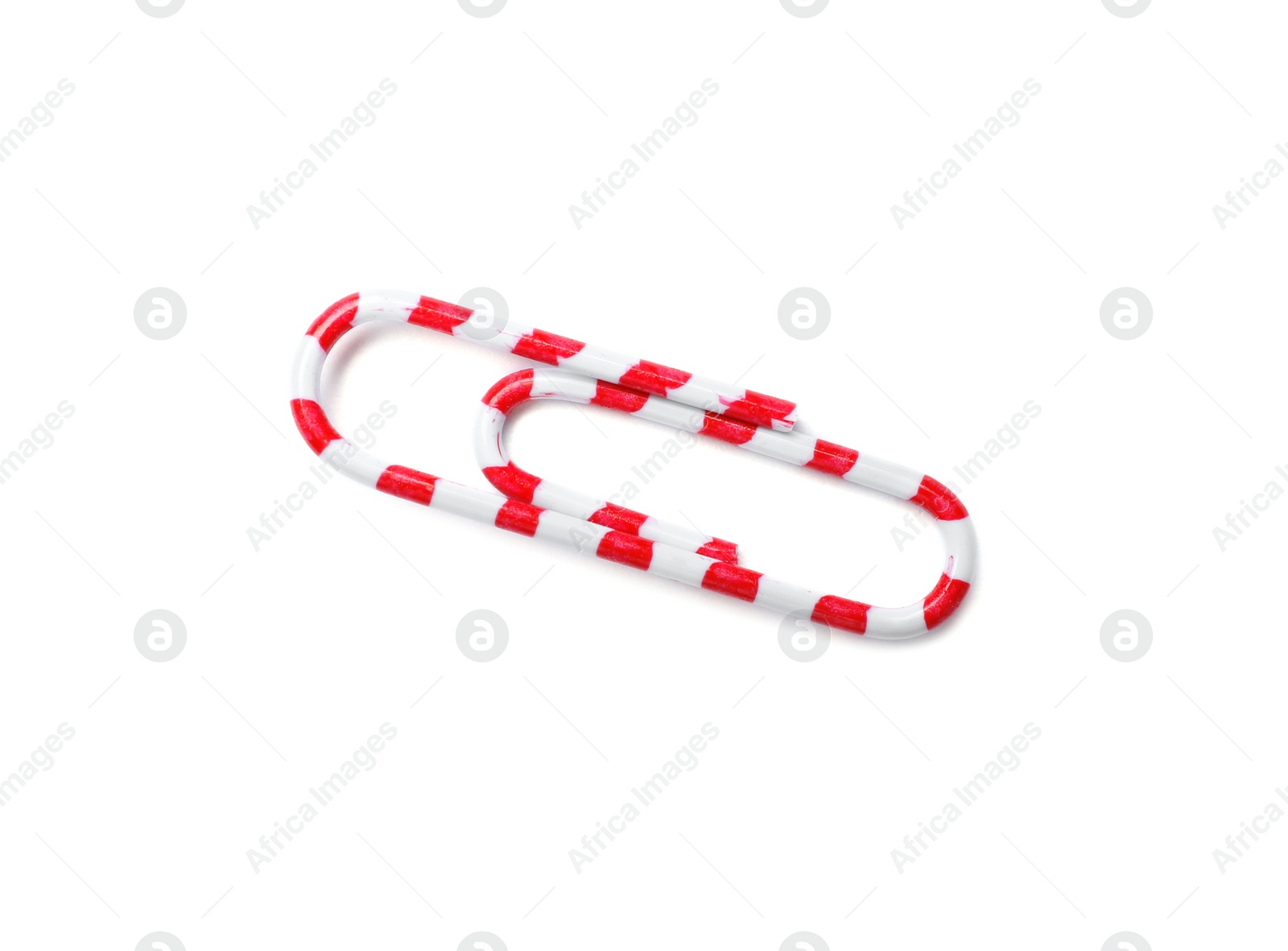 Photo of Paper clip on white background. School stationery