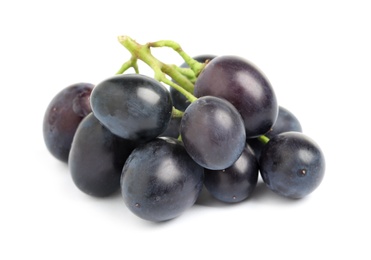 Delicious ripe purple grapes isolated on white