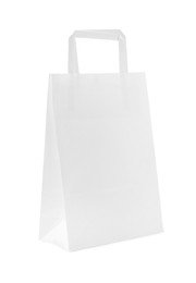 Photo of Empty shopping paper bag isolated on white