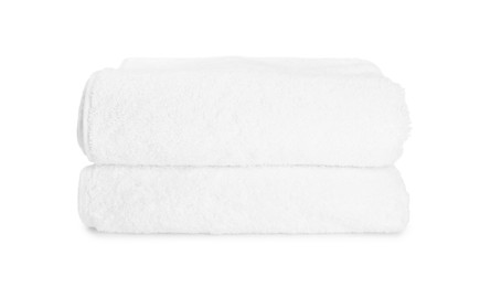 Two folded terry towels isolated on white