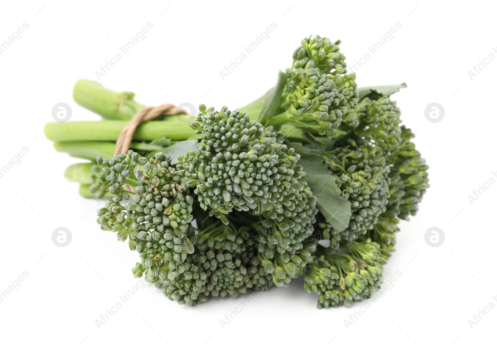 Photo of Fresh raw broccolini isolated on white. Healthy food