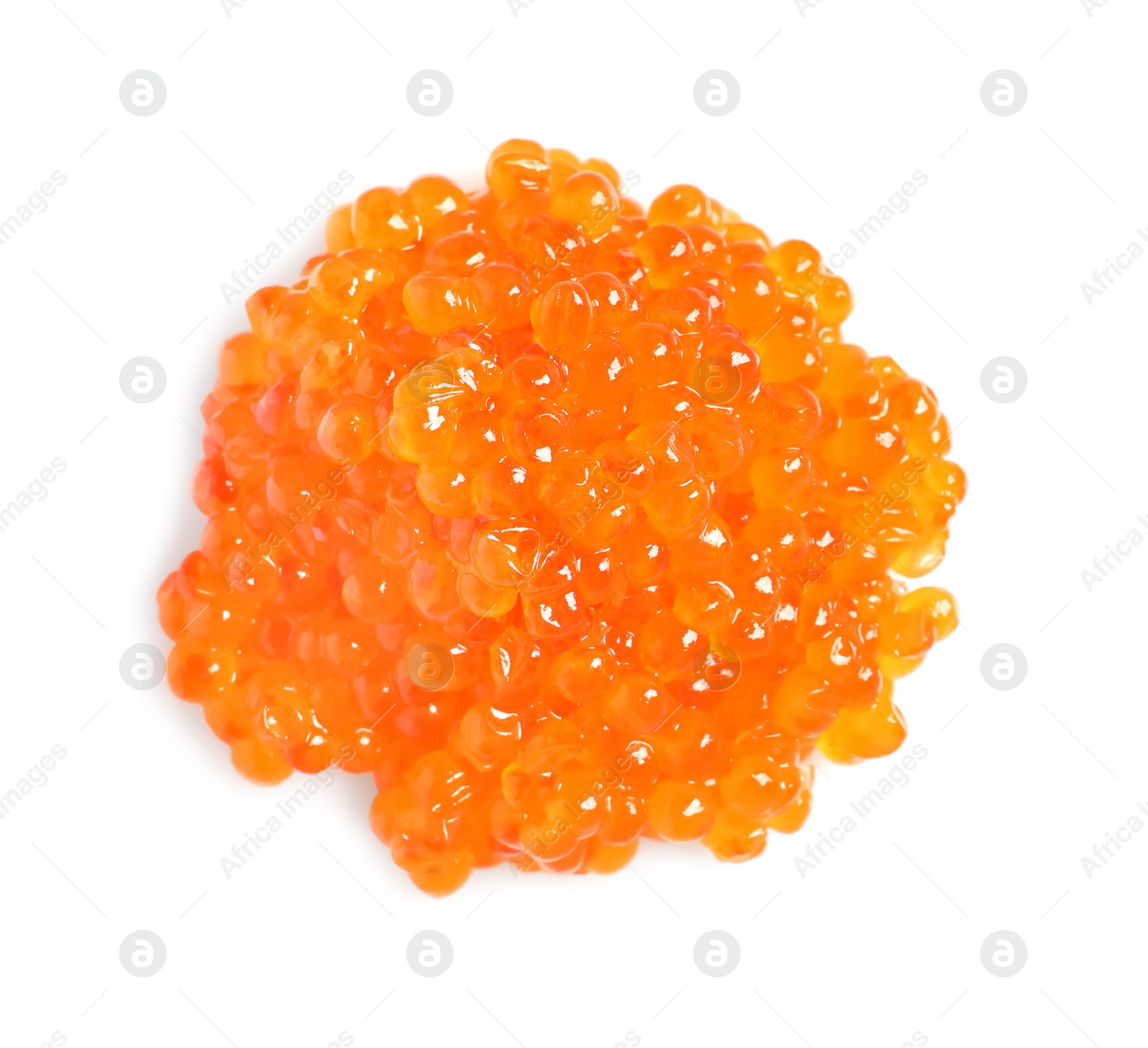 Photo of Delicious red caviar on white background