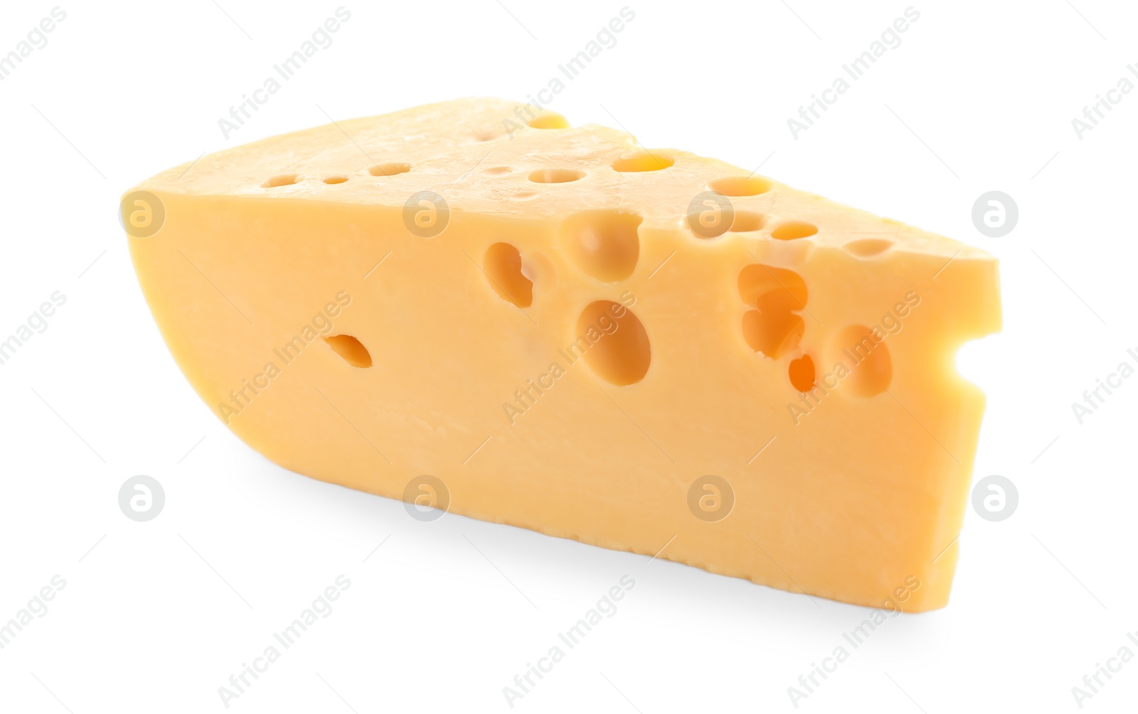 Photo of Piece of delicious cheese on white background