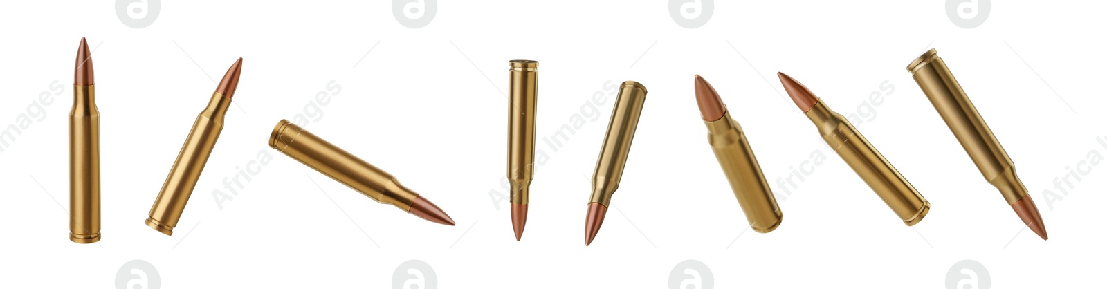Image of Set of bullets on white background. Banner design