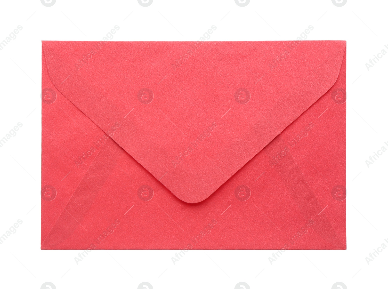 Photo of Red paper envelope isolated on white. Mail service