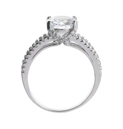 Photo of Elegant jewelry. Luxury ring isolated on white