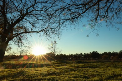 Photo of Picturesque view of beautiful countryside at sunset