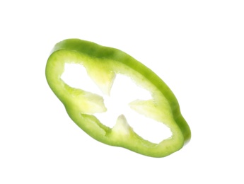 Photo of Cut fresh bell pepper on white background