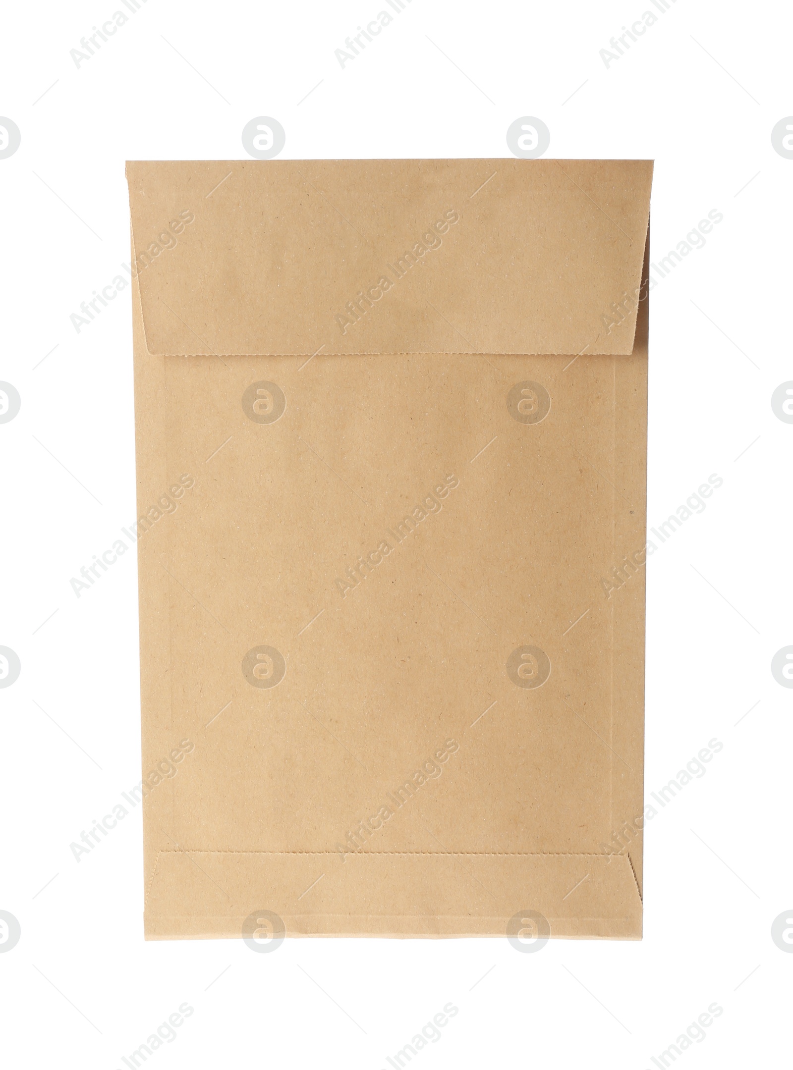 Photo of Kraft paper envelope isolated on white. Mail service