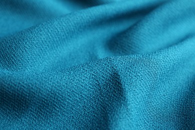 Texture of beautiful blue fabric as background, closeup