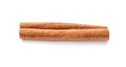 Aromatic cinnamon stick on white background