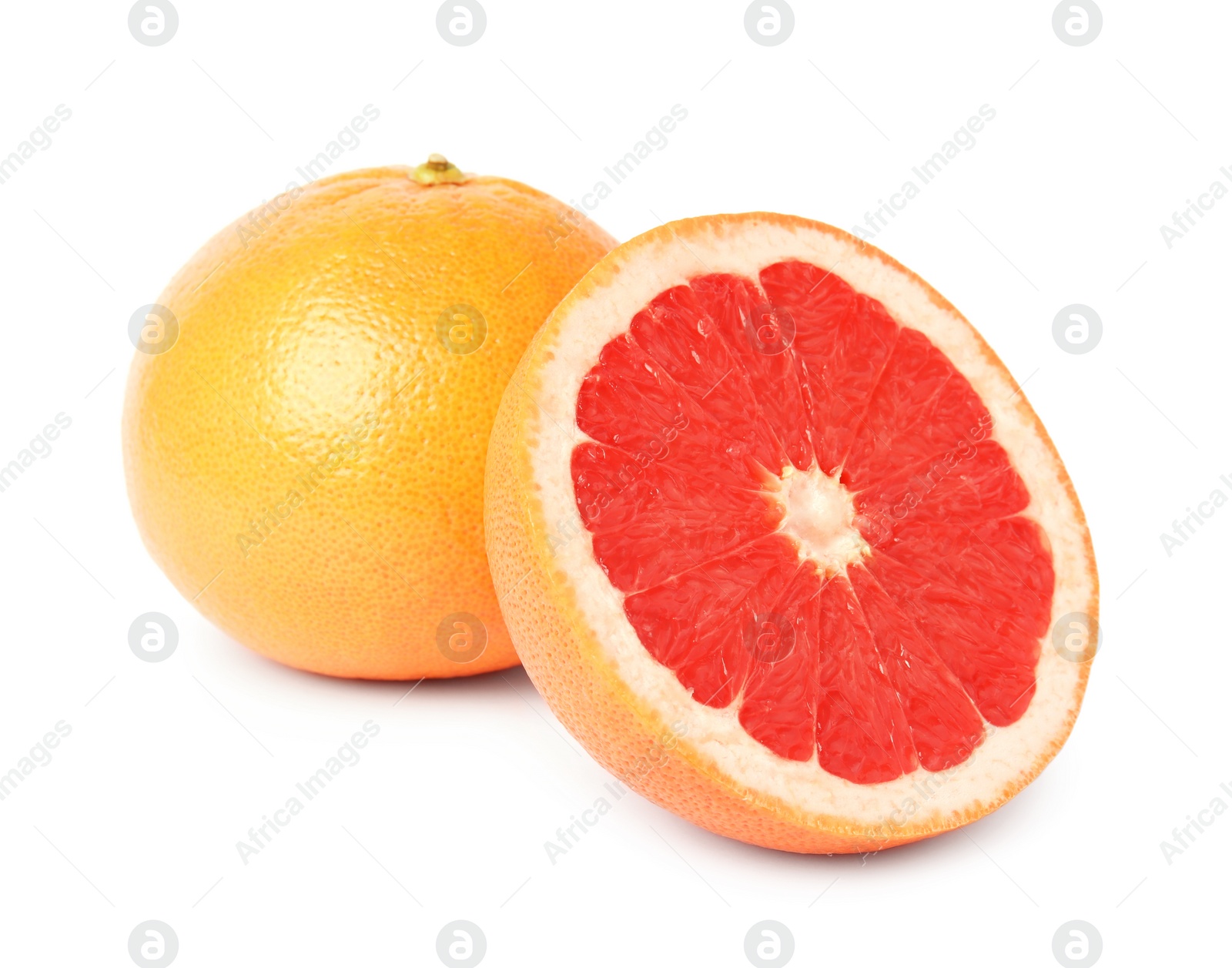 Photo of Ripe grapefruit on white background. Fresh fruit