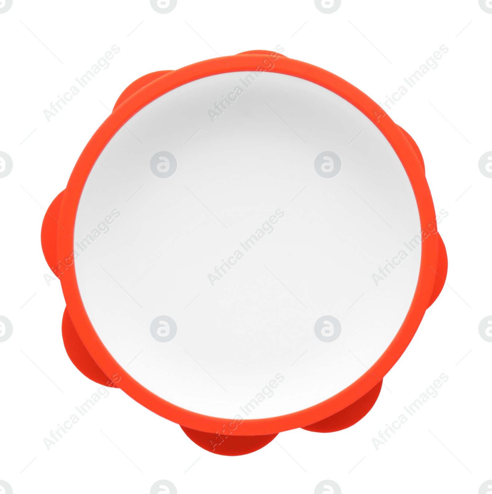 Photo of Plastic plate isolated on white, top view. Serving baby food