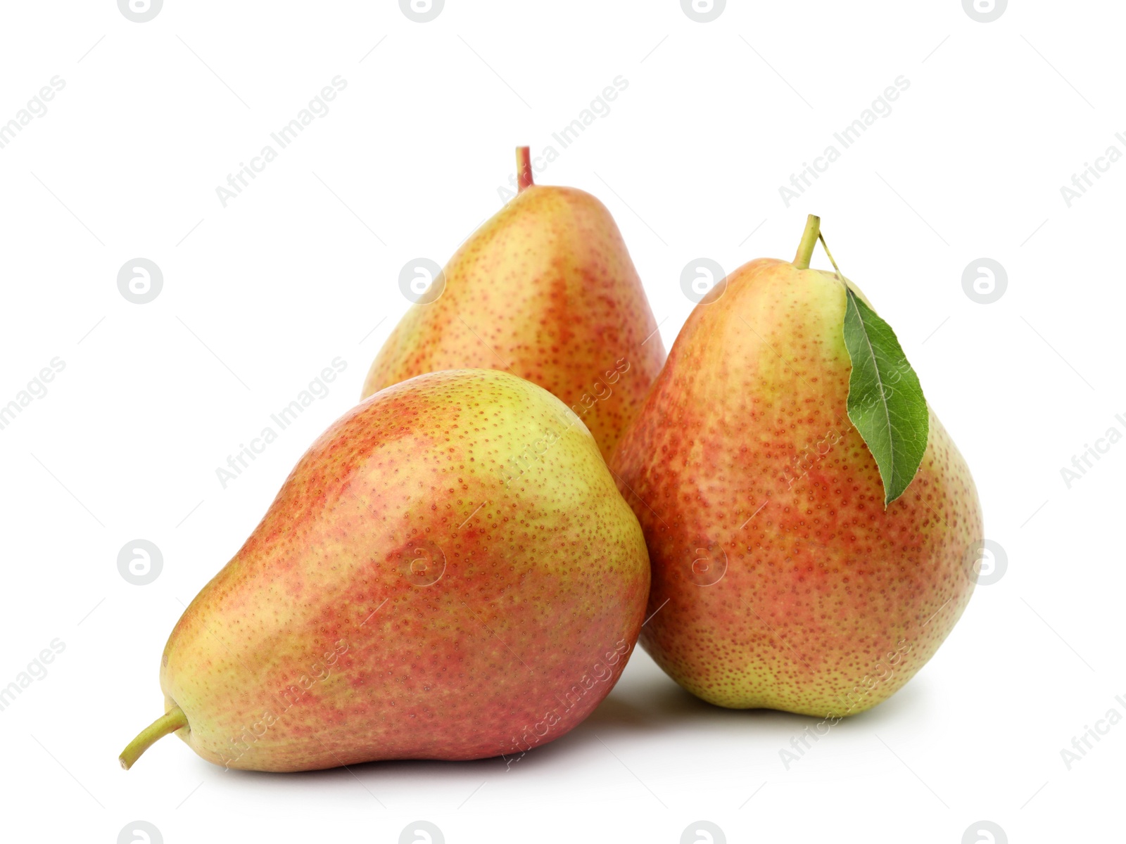 Photo of Heap of ripe juicy pears isolated on white