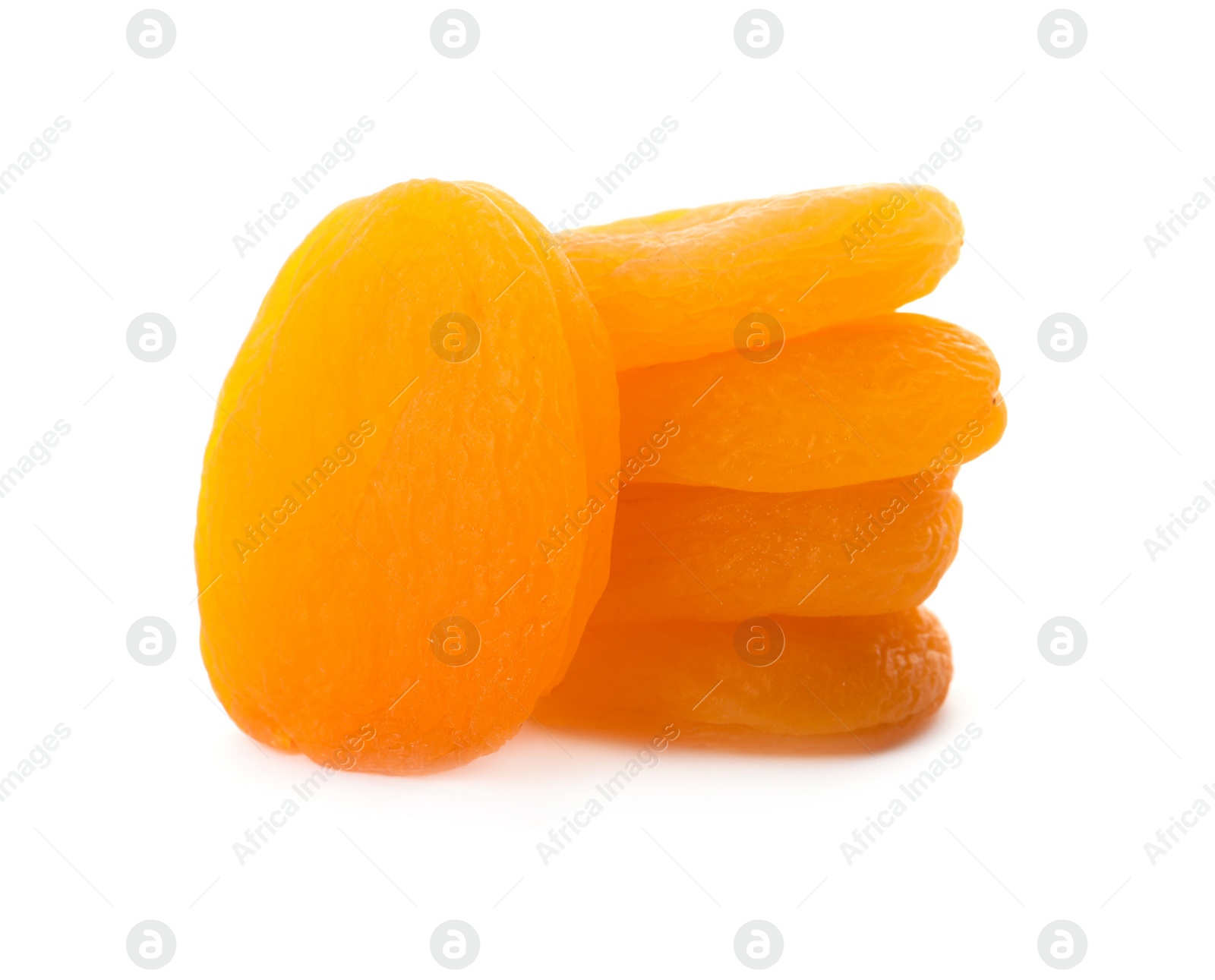 Photo of Pile of tasty apricots on white background. Dried fruits