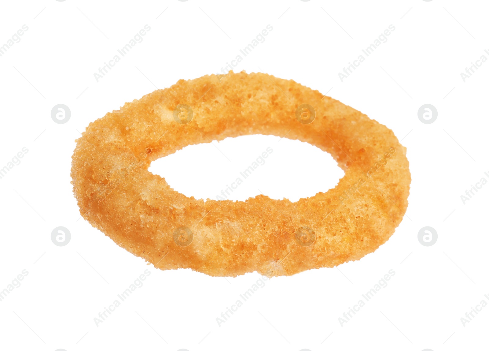 Photo of Delicious golden onion ring isolated on white