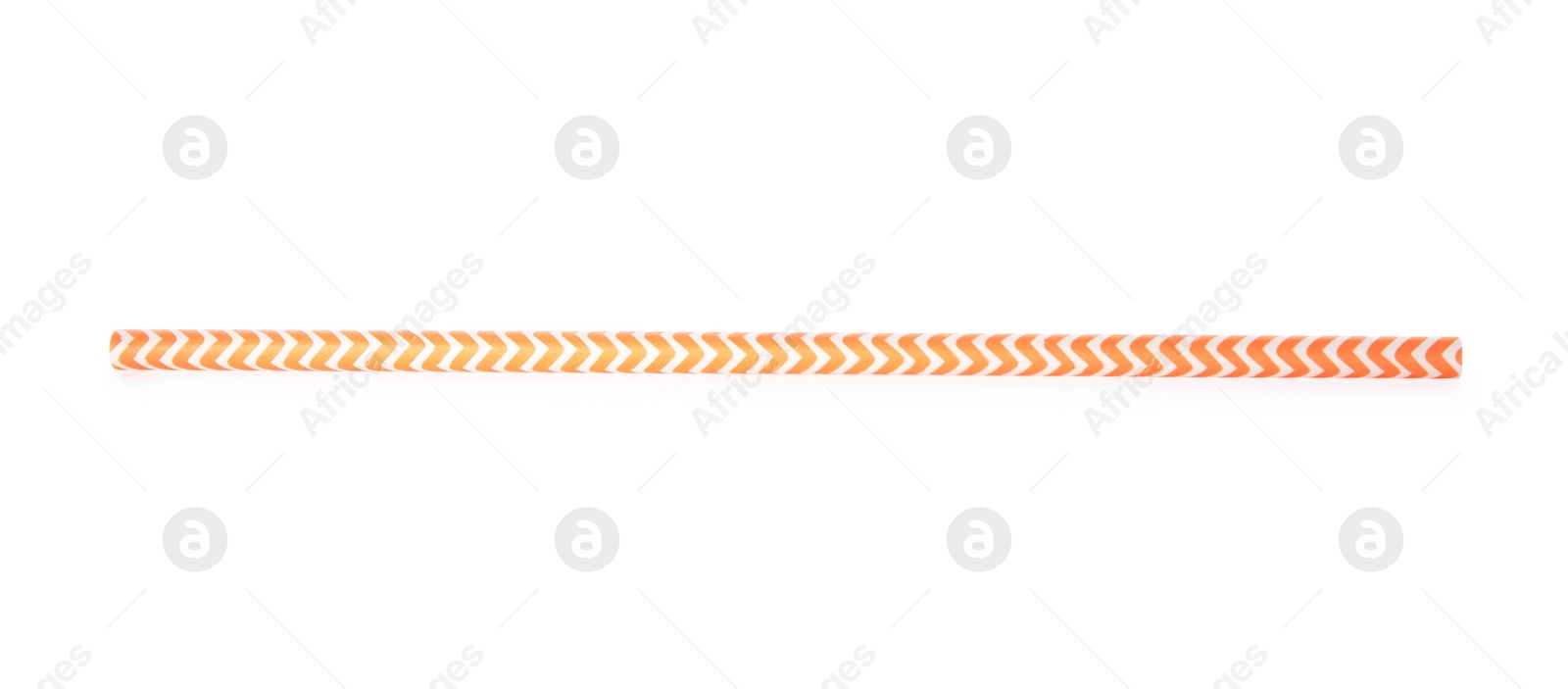 Photo of One striped paper straw for drinking isolated on white