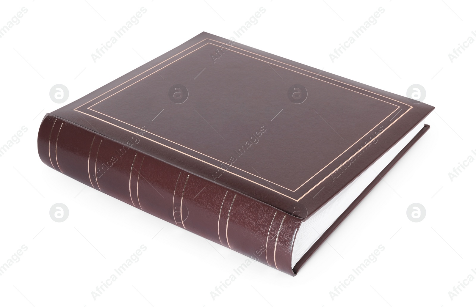 Photo of Brown closed photo album isolated on white
